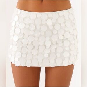 Peppermayo White Sequin Circle Mini Skirt